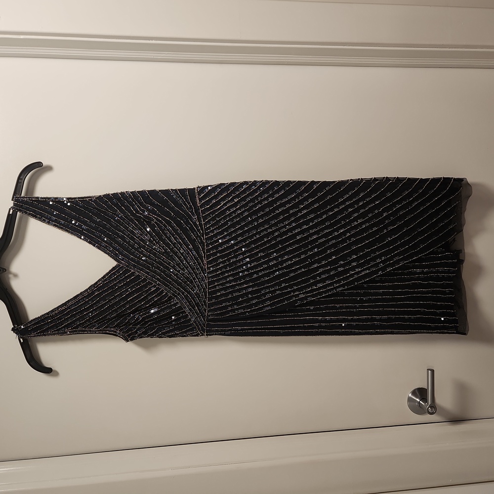 Adrianna Papell navy blue beaded cocktail dress size 10